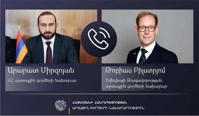 Արարատ Միրզոյանը հեռախոսազրույց է ունեցել Շվեդիայի Թագավորության արտաքին գործերի նախարարի հետ