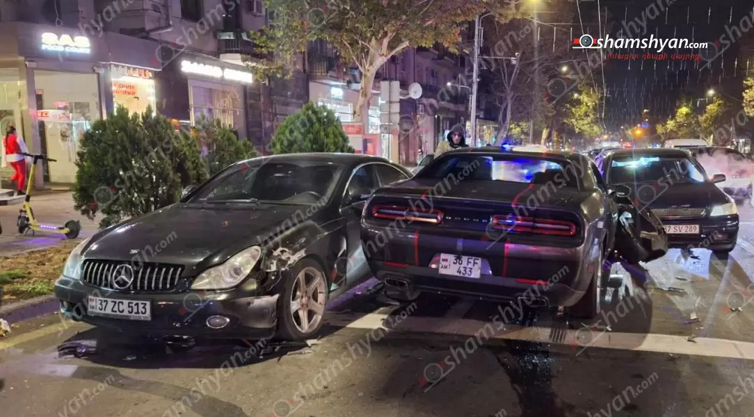 Երևանի կենտրոնում բախվել են «Dodge»-ը, «Mercedes»-ը, «Mazda»-ն և «Opel»-ը. վարորդներից մեկը վարելու իրավունք չի ունեցել