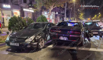 Երևանի կենտրոնում բախվել են «Dodge»-ը, «Mercedes»-ը, «Mazda»-ն և «Opel»-ը. վարորդներից մեկը վարելու իրավունք չի ունեցել