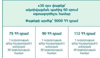 75 դրամ մեկ ուղևորության գինը՝ ամսական 60 երթևեկության համար