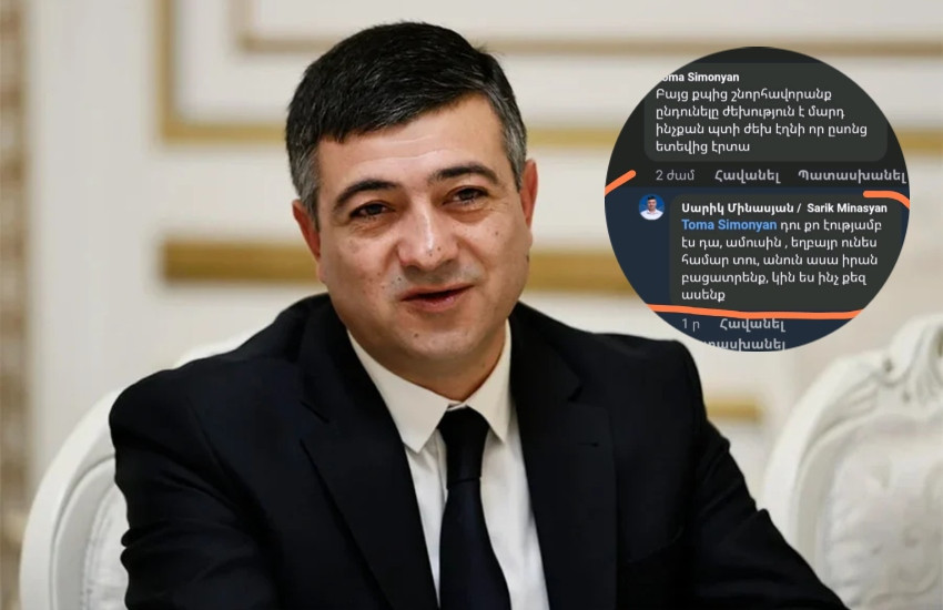 Կին ես, քեզ ինչ ասենք․ Սարիկ Մինասյանն իրեն մեկնաբանություն գրած կնոջից ամուսնու ու եղբոր համարն է ուզում