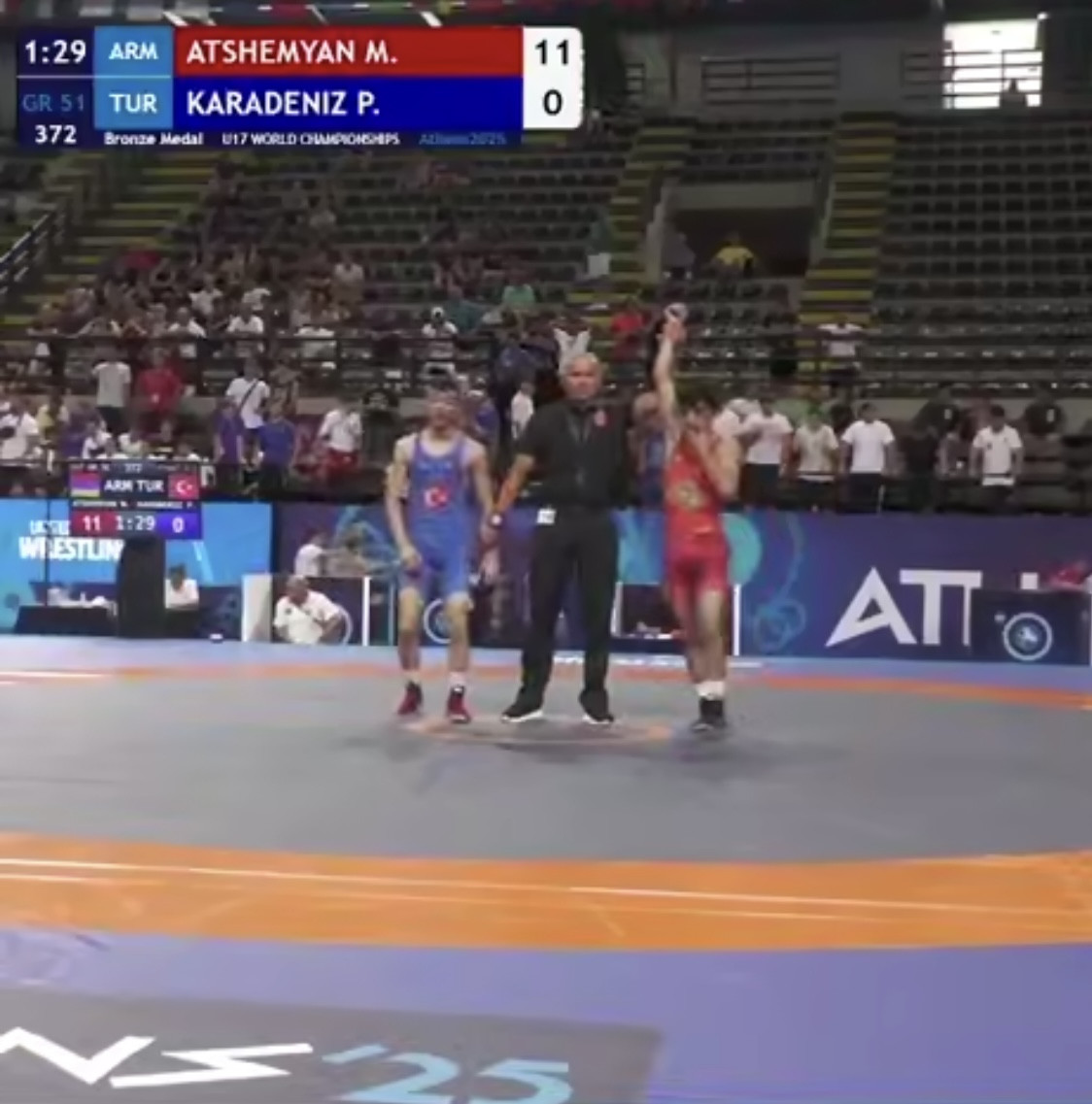 Ըմբշամարտիկ Մարատ Աճեմյանը 11։0 հաշվով հաղթեց թուրք ըմբիշին և դարձավ բրոնզե մեդալակիր