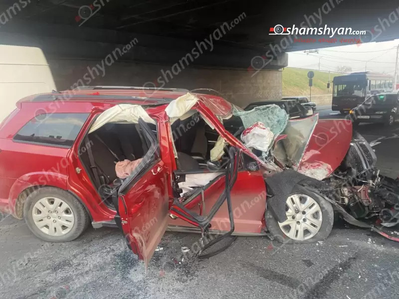 Երևանում «Dodge»-ը բախվել է կամրջի հենասյանը. 5 տուժածներից 2-ը երեխաներ են