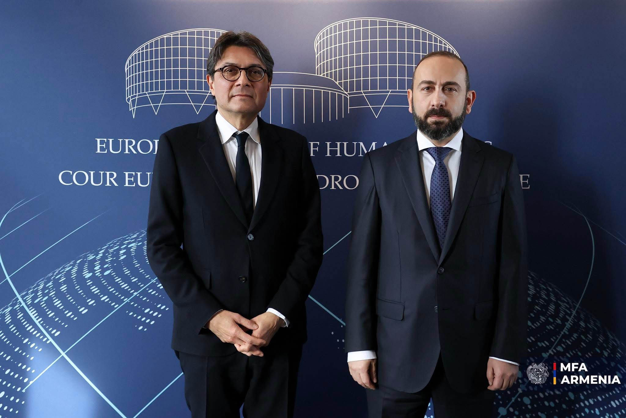 Արարատ Միրզոյանը  հանդիպում է ունեցել Եվրոպայի խորհրդի մարդու իրավունքների եվրոպական դատարանի նախագահի հետ